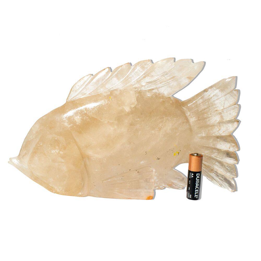 Peixe Esculpido Citrino Grande 1,7kg 24cm Classe B