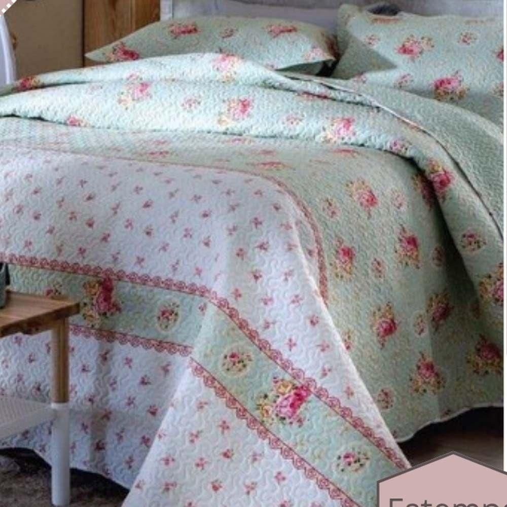 Kit Cobre Leito Colcha Daily Casal 3 Peças Dupla Face Estampado - Floral 58 - 100% Poliéster