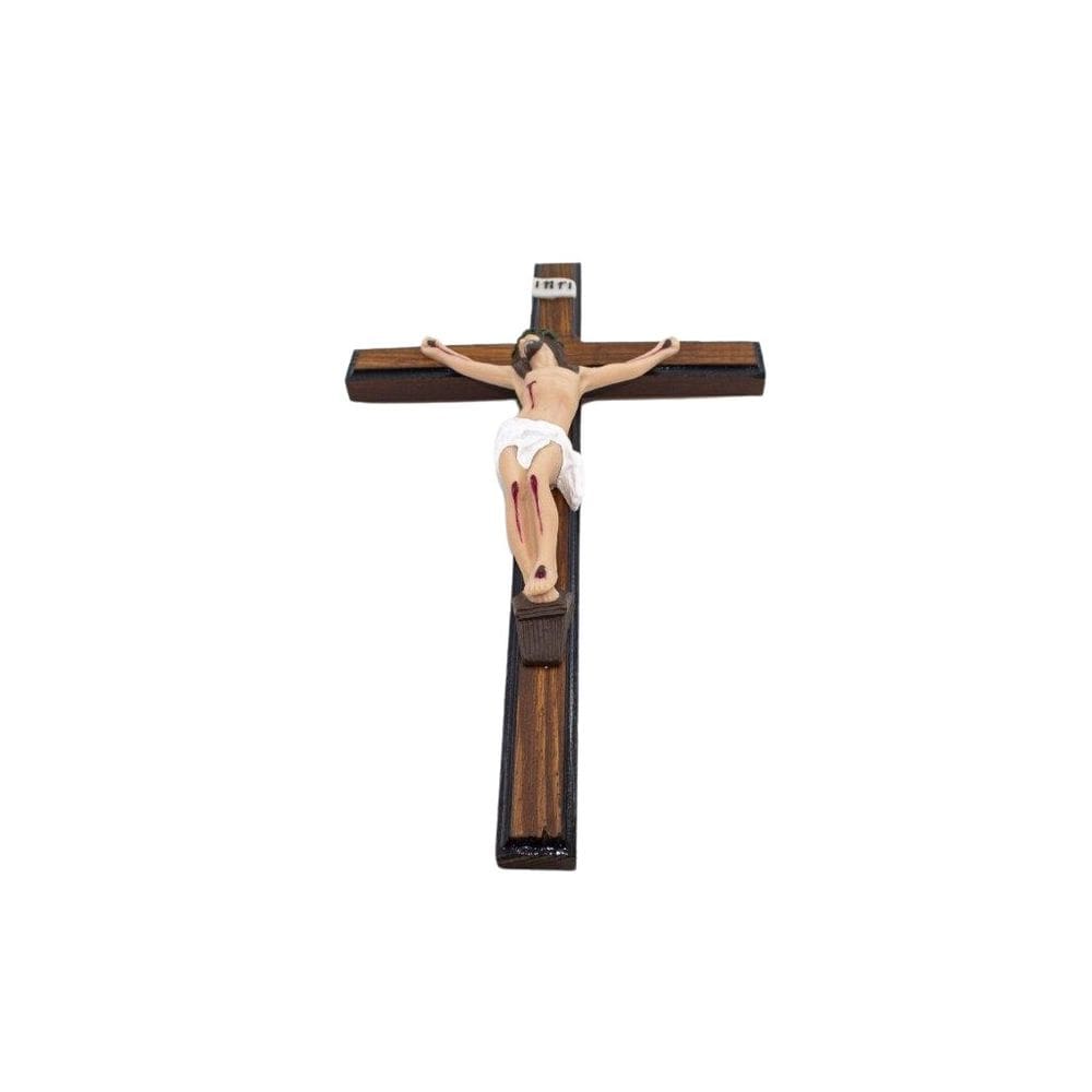 Crucifixo De Parede Madeira E Resina 39 Cm