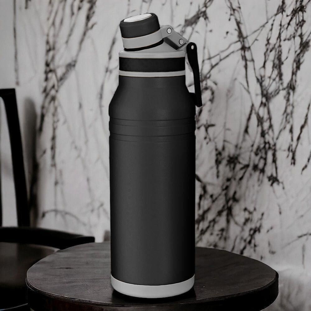 Garrafa Com Alça E Bico 1,2l Em Aço Inox Preta