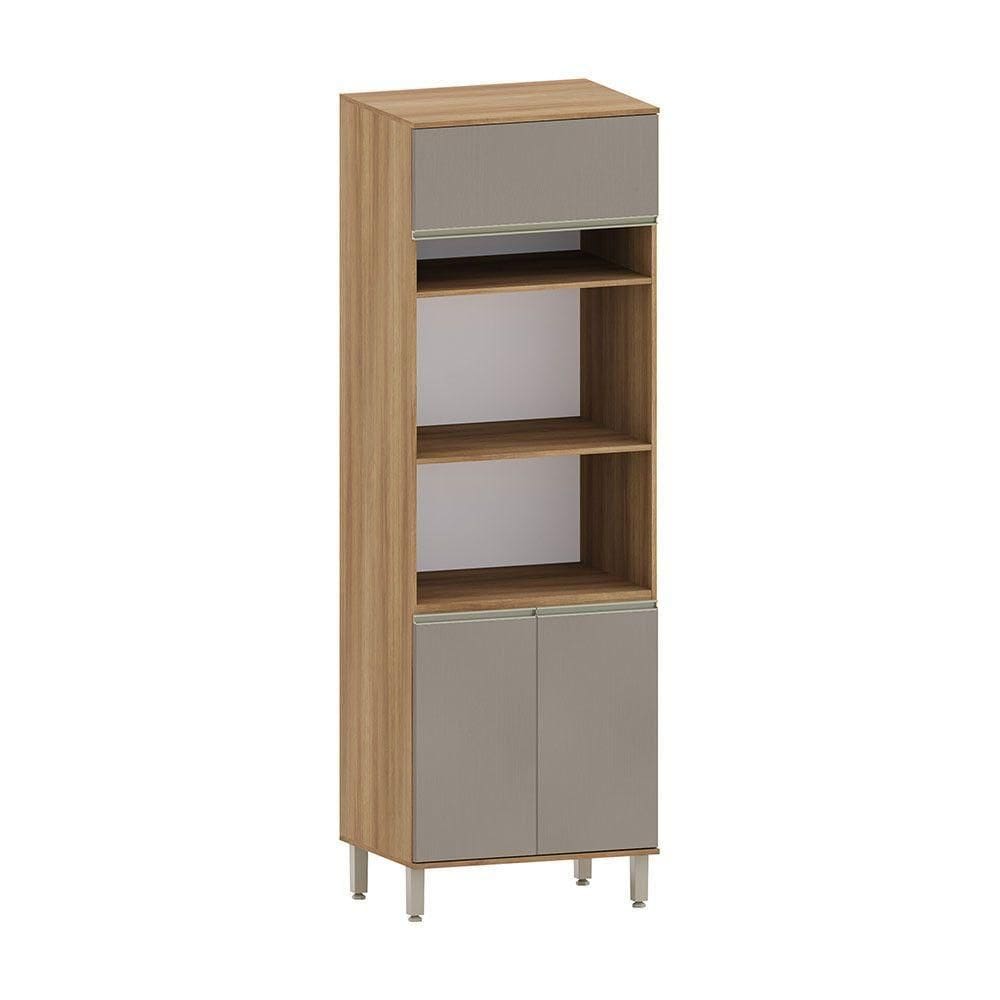 Paneleiro 70cm 3 Portas Com Espaço Para Forno E Micro-onda D Avelã/fumê