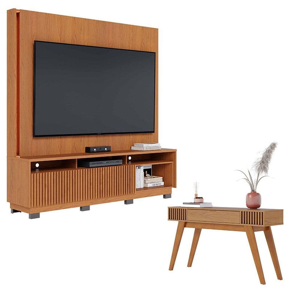 Estante Home Theater Jordão Com Pés e Aparador Riviera Freijó - Colibri