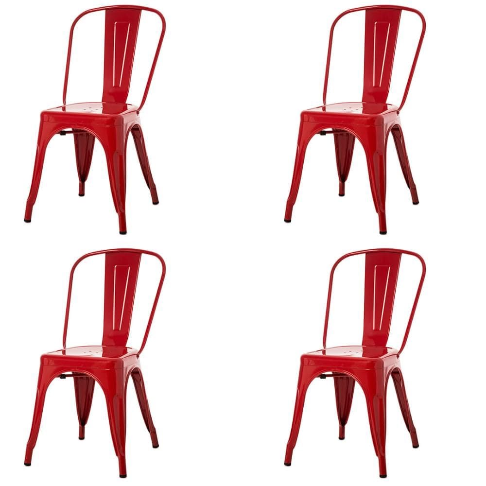 Kit 4 Cadeiras ANM6671F Tolix Iron Titan Anima Office Ferro Pintura Epóxi Vermelho
