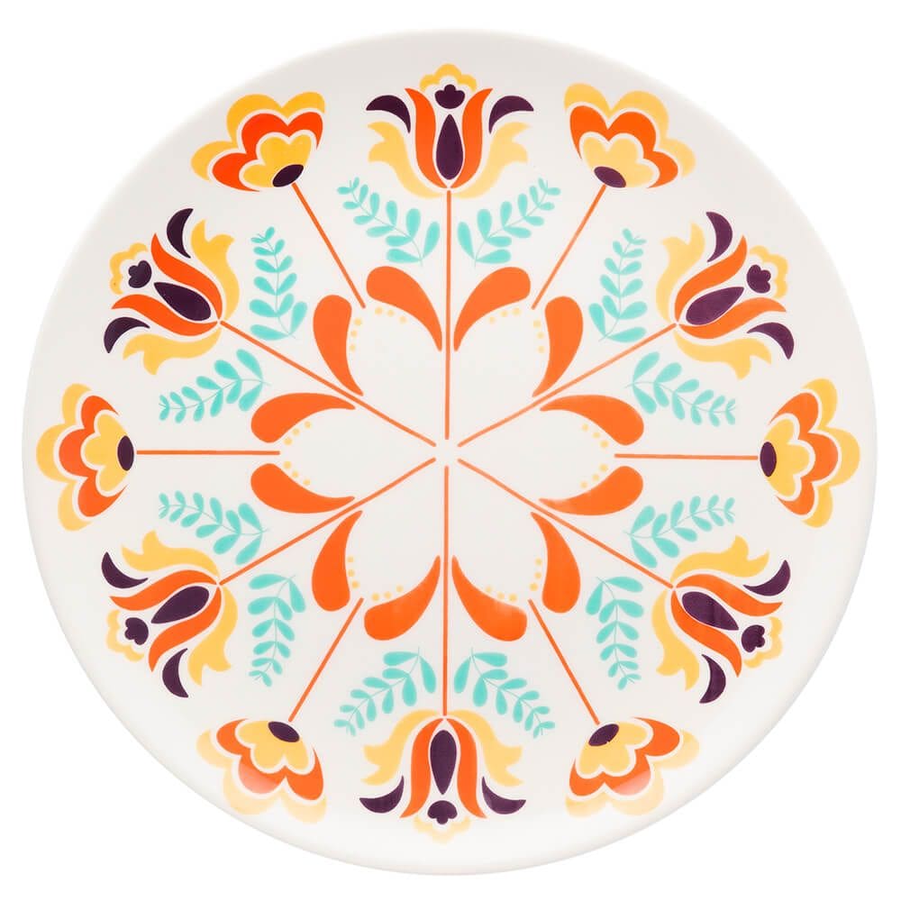 Prato Raso em Porcelana Flowers  1 Peça - Oxford Biona