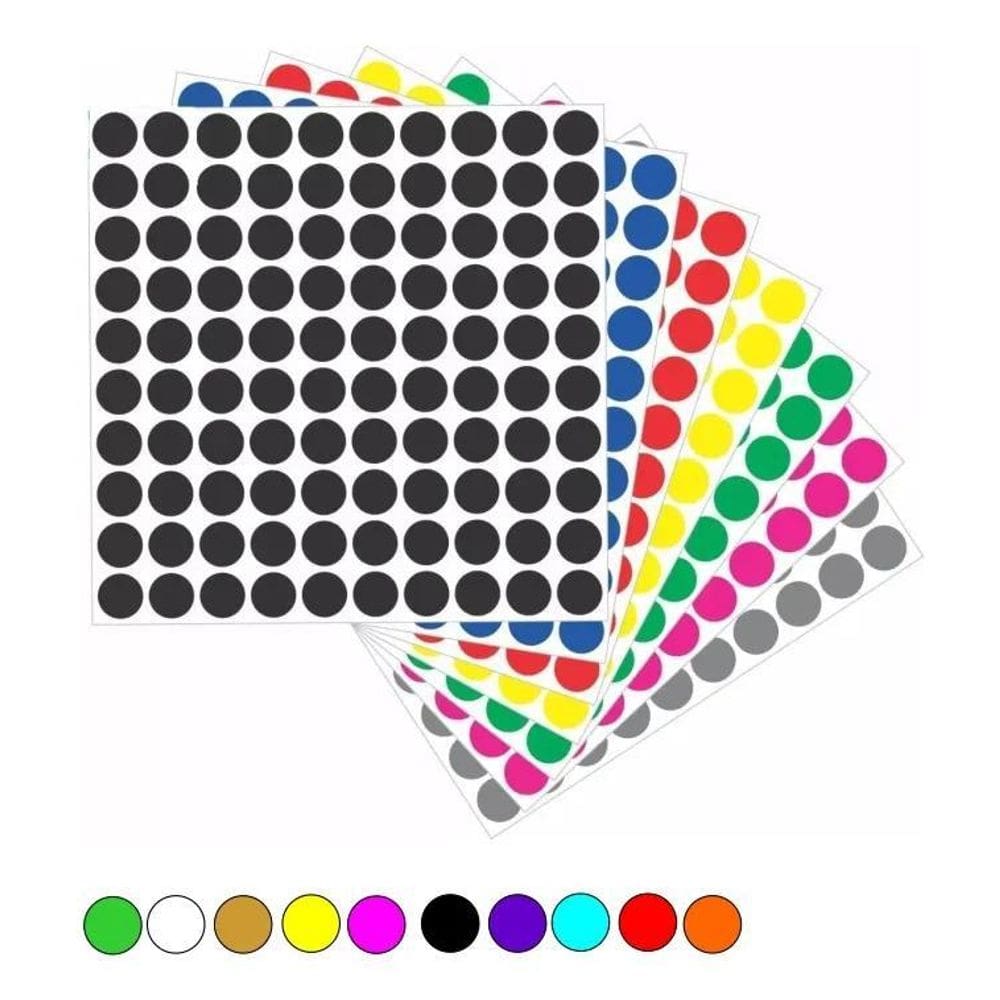 2X 10.000 Etiqueta Bolinha 10Mm 10 Cores Kit Com 1000 De C/