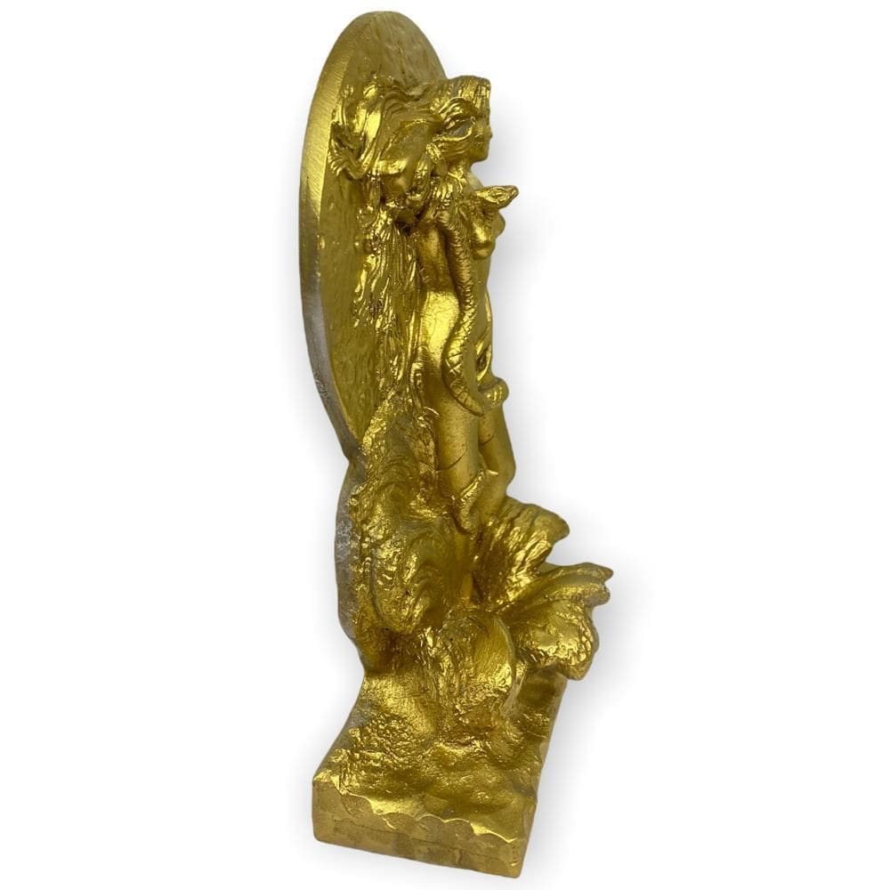 Escultura Deusa Lilith Dourada 18 Cm Em Resina - Sedução