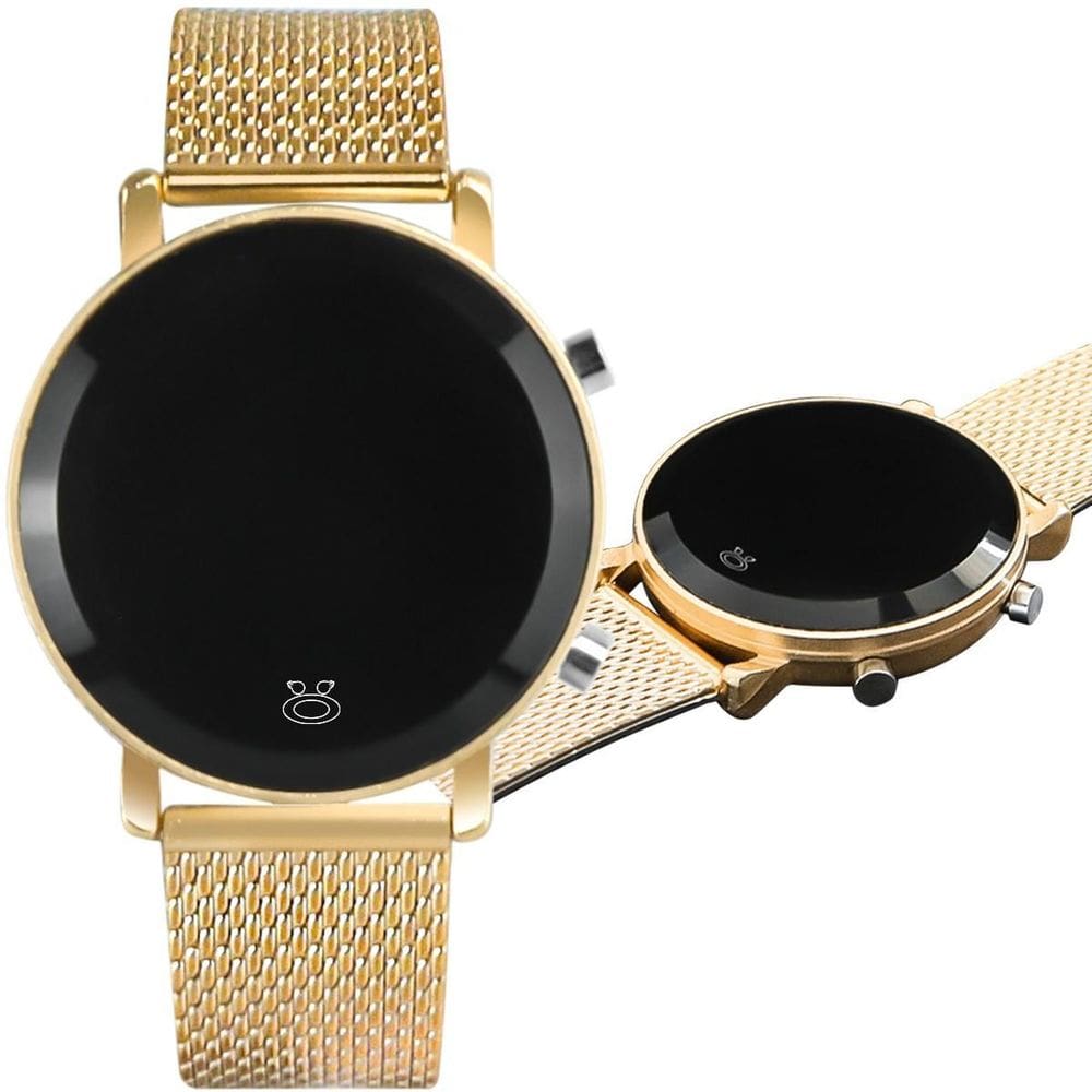 Relógio Feminino Dourado Silicone Digital LED Orizom Maria