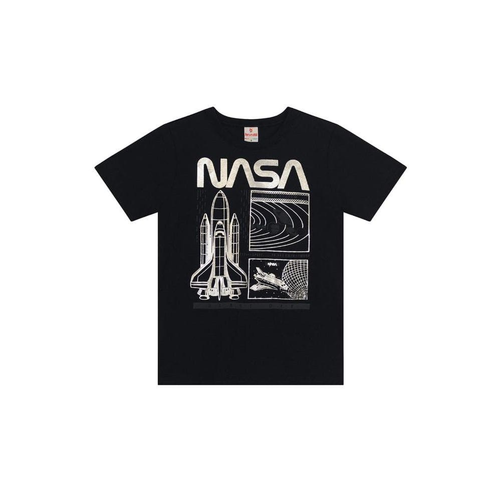 Camiseta infantil menino da NASA em fóil Brandili