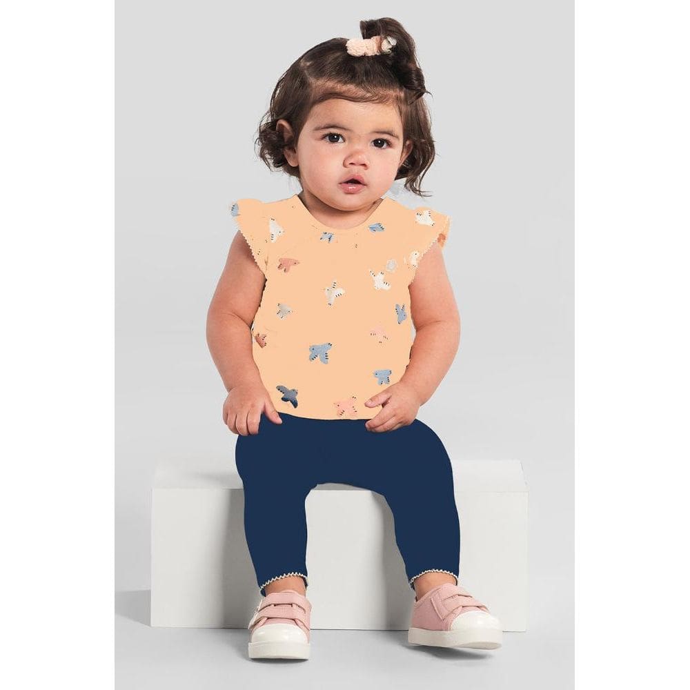 Conjunto bebê menina de passarinho Brandili Baby