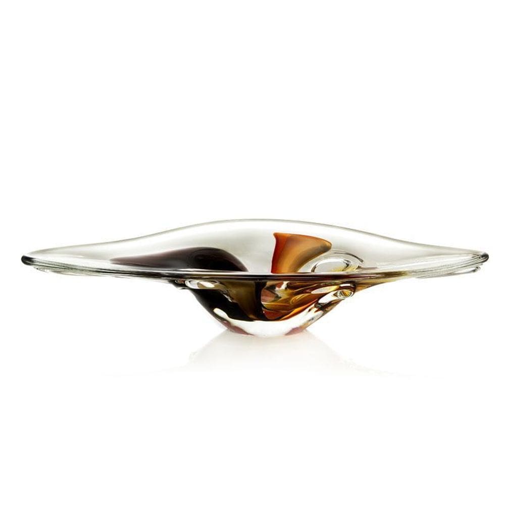 Centro De Mesa Cristal Murano Preto E Âmbar São Marcos 72Cm