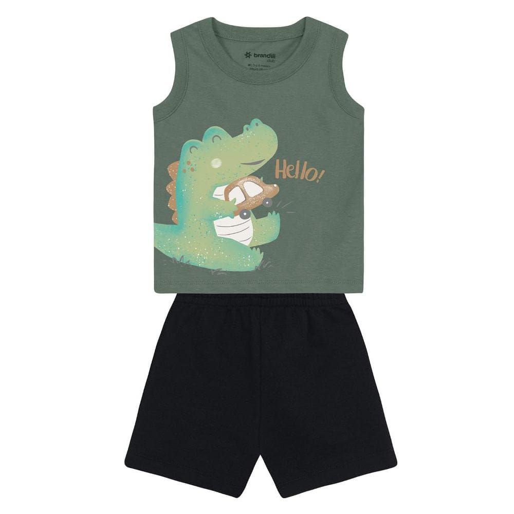 Conjunto bebê menino de jacaré Brandili