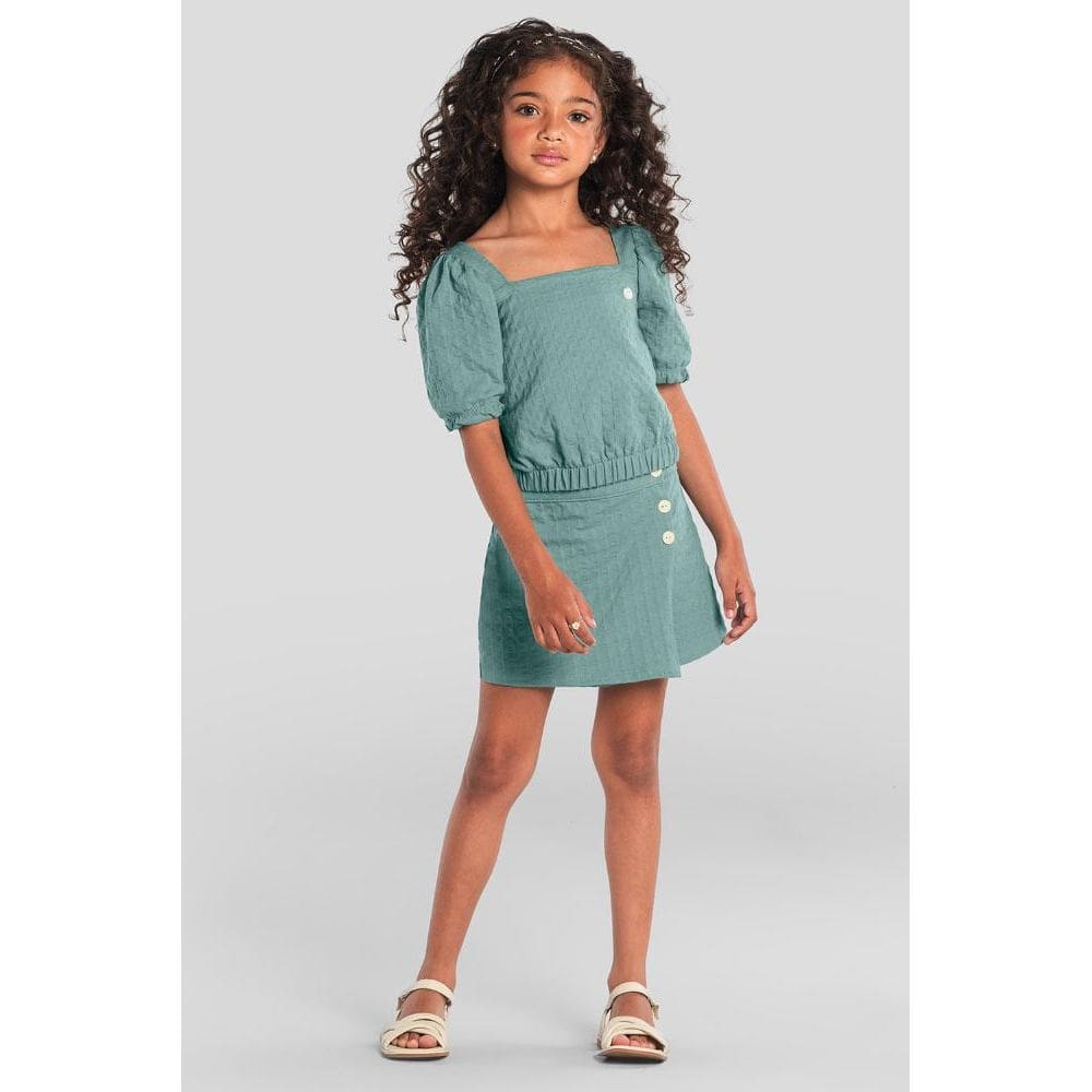 Conjunto infantil menina texturizado Mundi