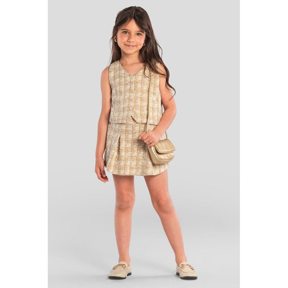 Conjunto infantil menina quadriculado Mundi
