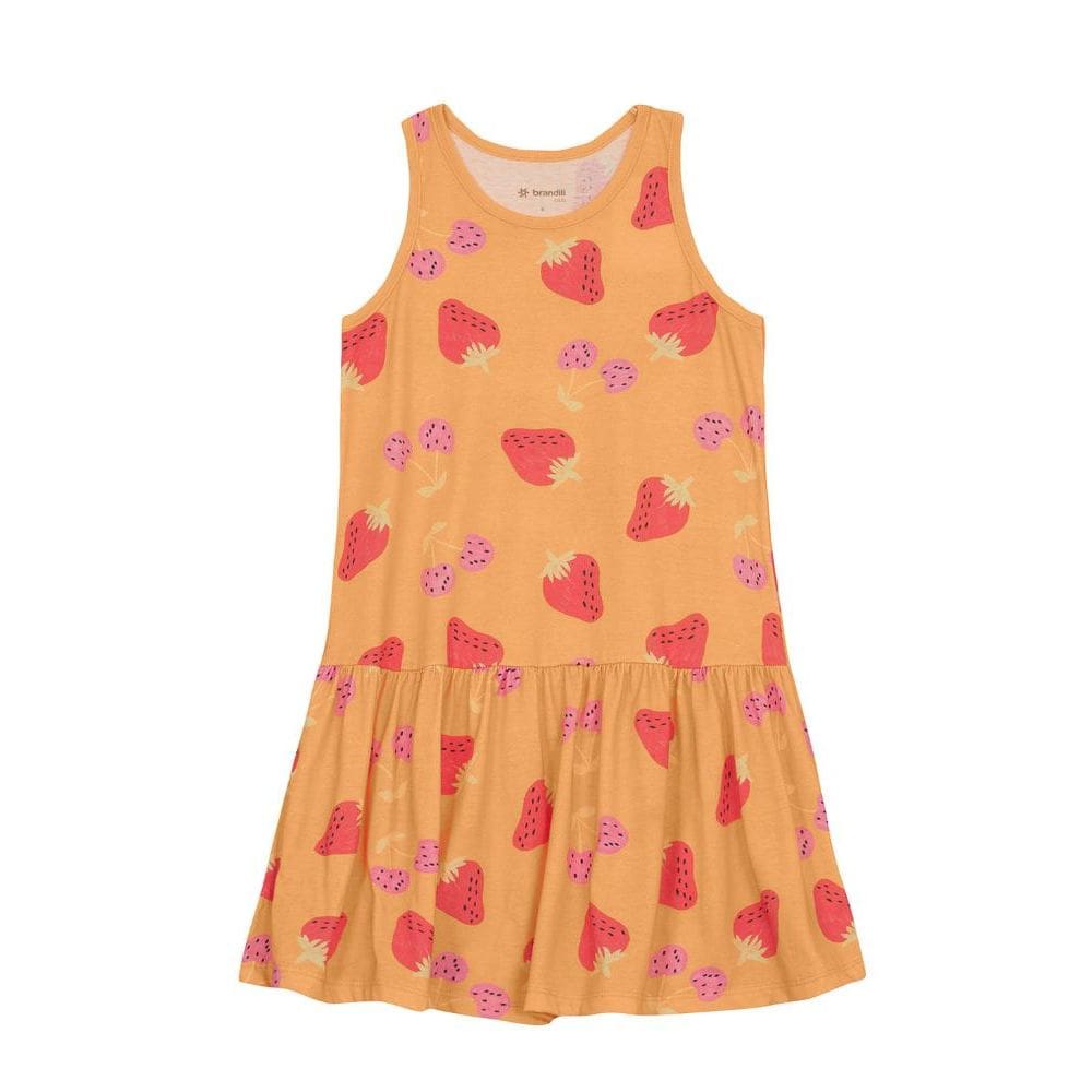 Vestido infantil menina de morangos Brandili