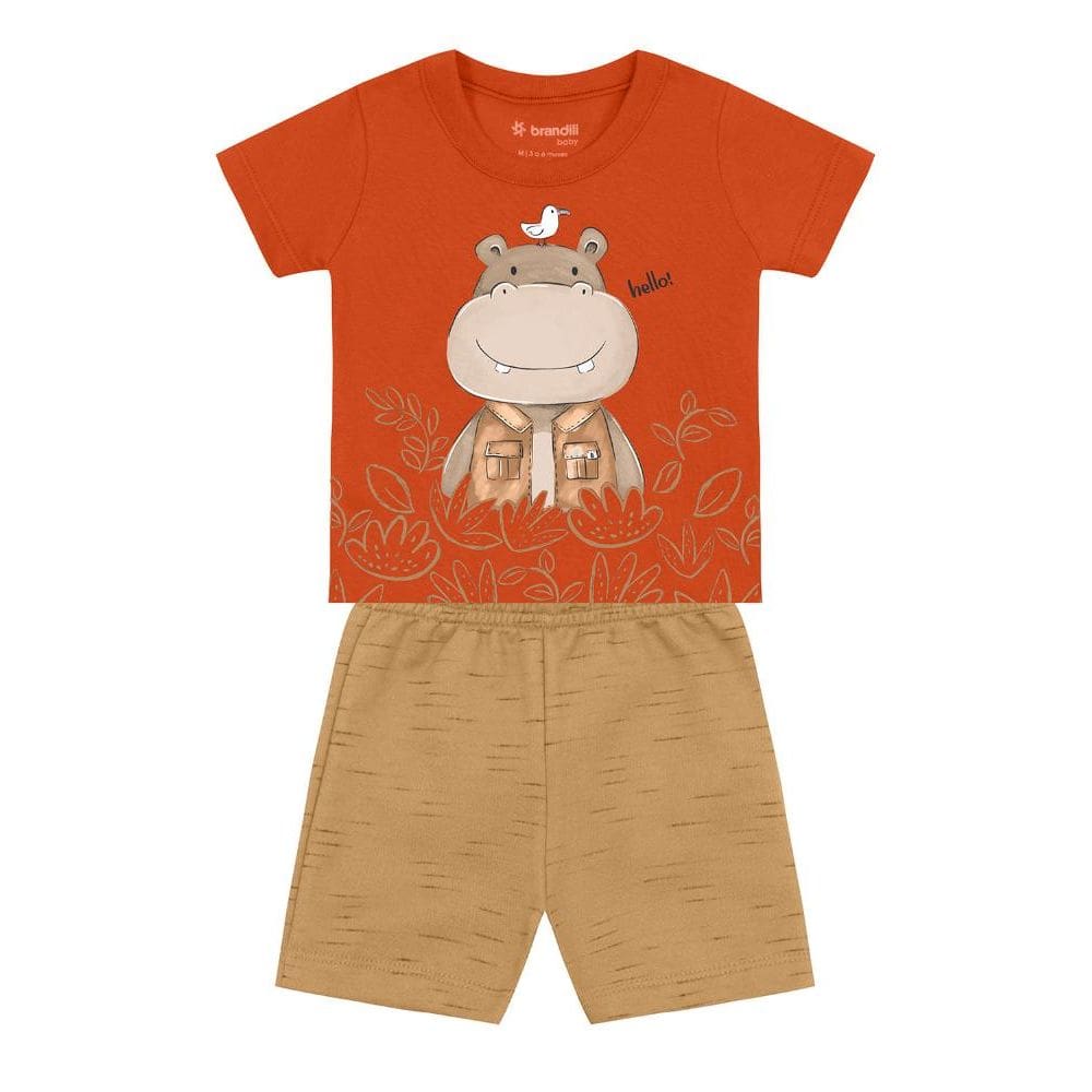 Conjunto bebê menino de hipopótamo Brandili Baby