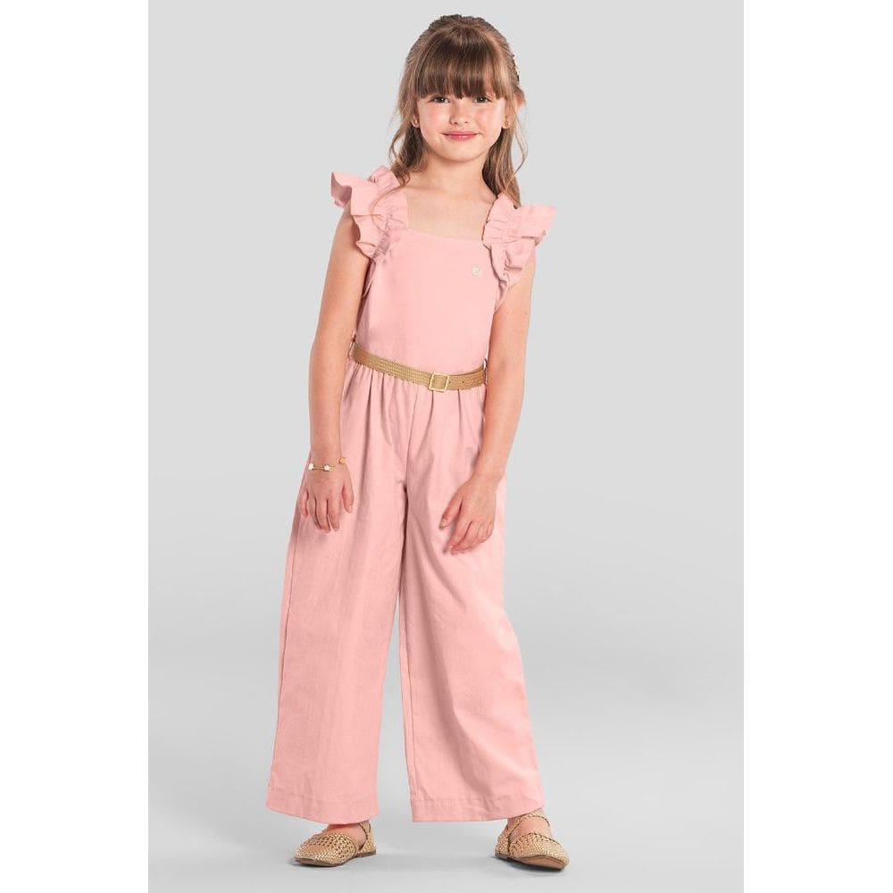 Macacão infantil menina com cinto Mundi