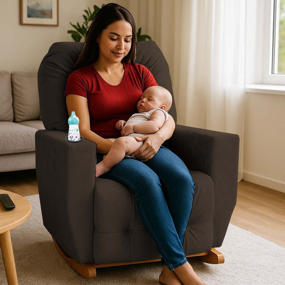 Poltrona de Amamentação Balanço Antonella Puff Marrom