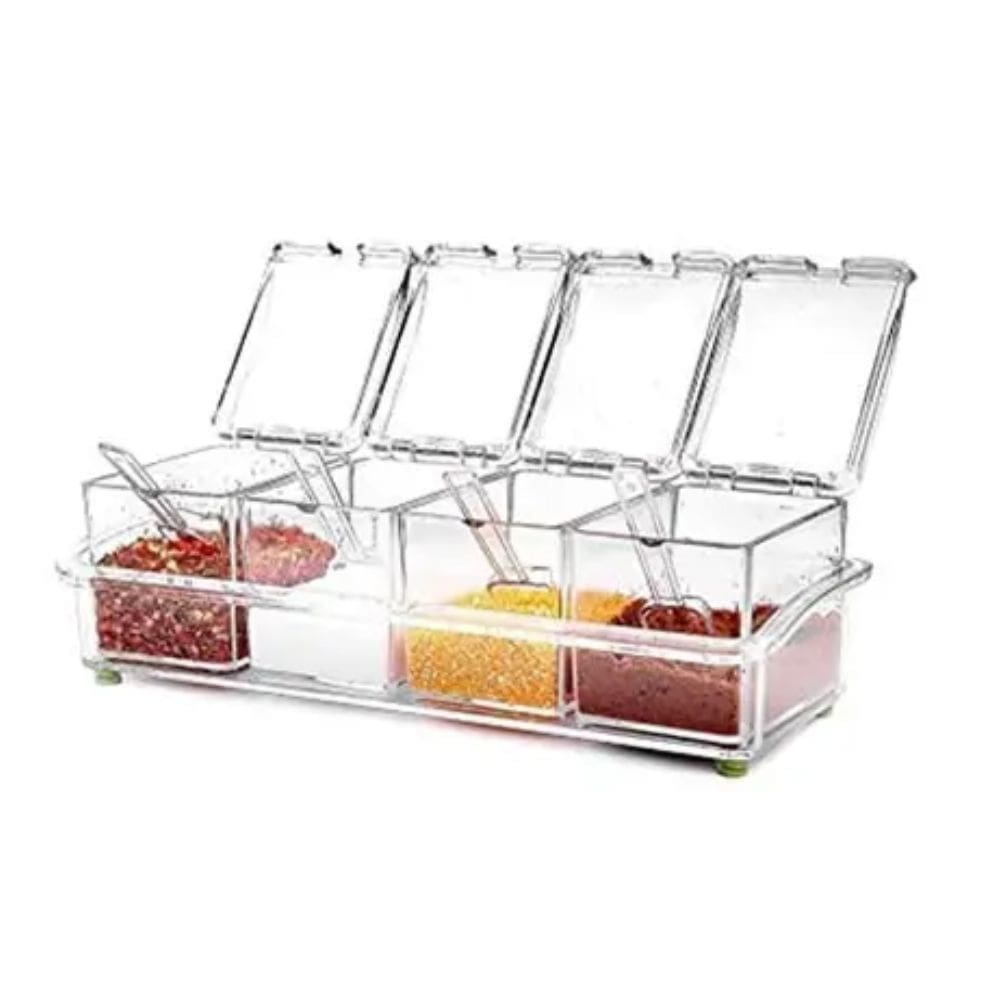 Porta Temperos 4 Potes em Acrilico Glam 8x6x7Cm Kehome