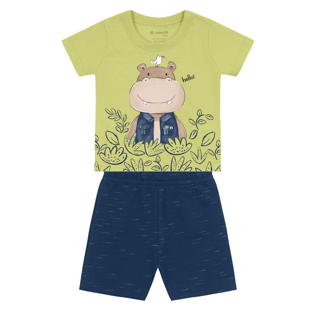 Conjunto bebê menino de hipopótamo Brandili Baby