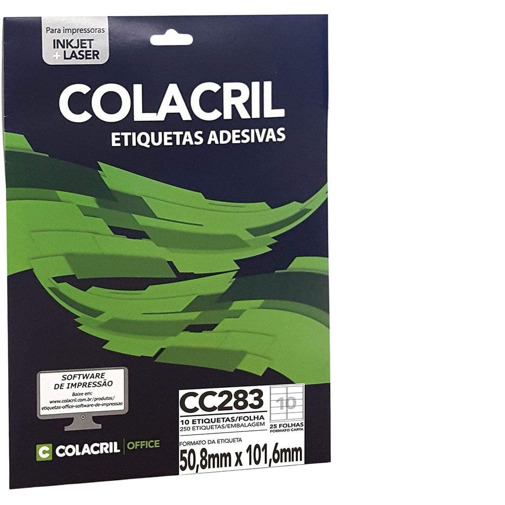 Etiqueta Carta Cc283, 50,8 X 101,6 Mm 25 Folhas Colacril