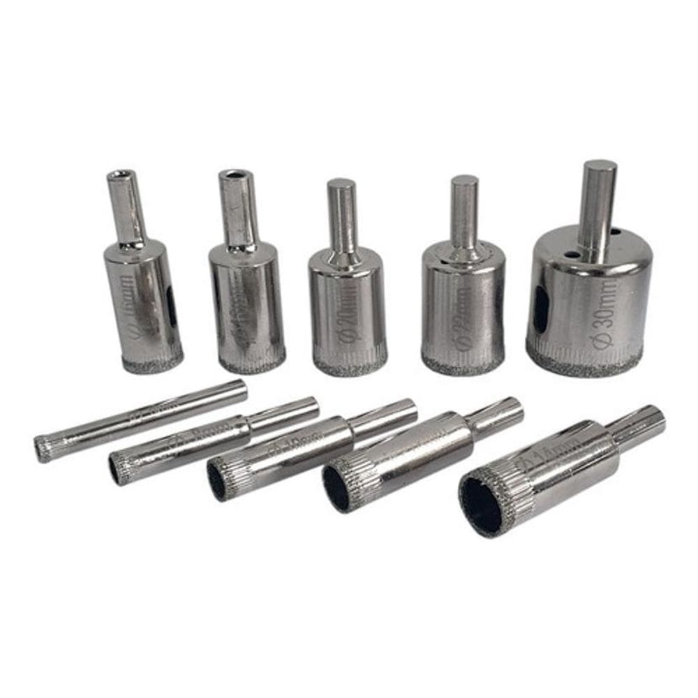 Combo 10 Serras Copo Broca Diamantadas Circular 6 A 30Mm Vaz