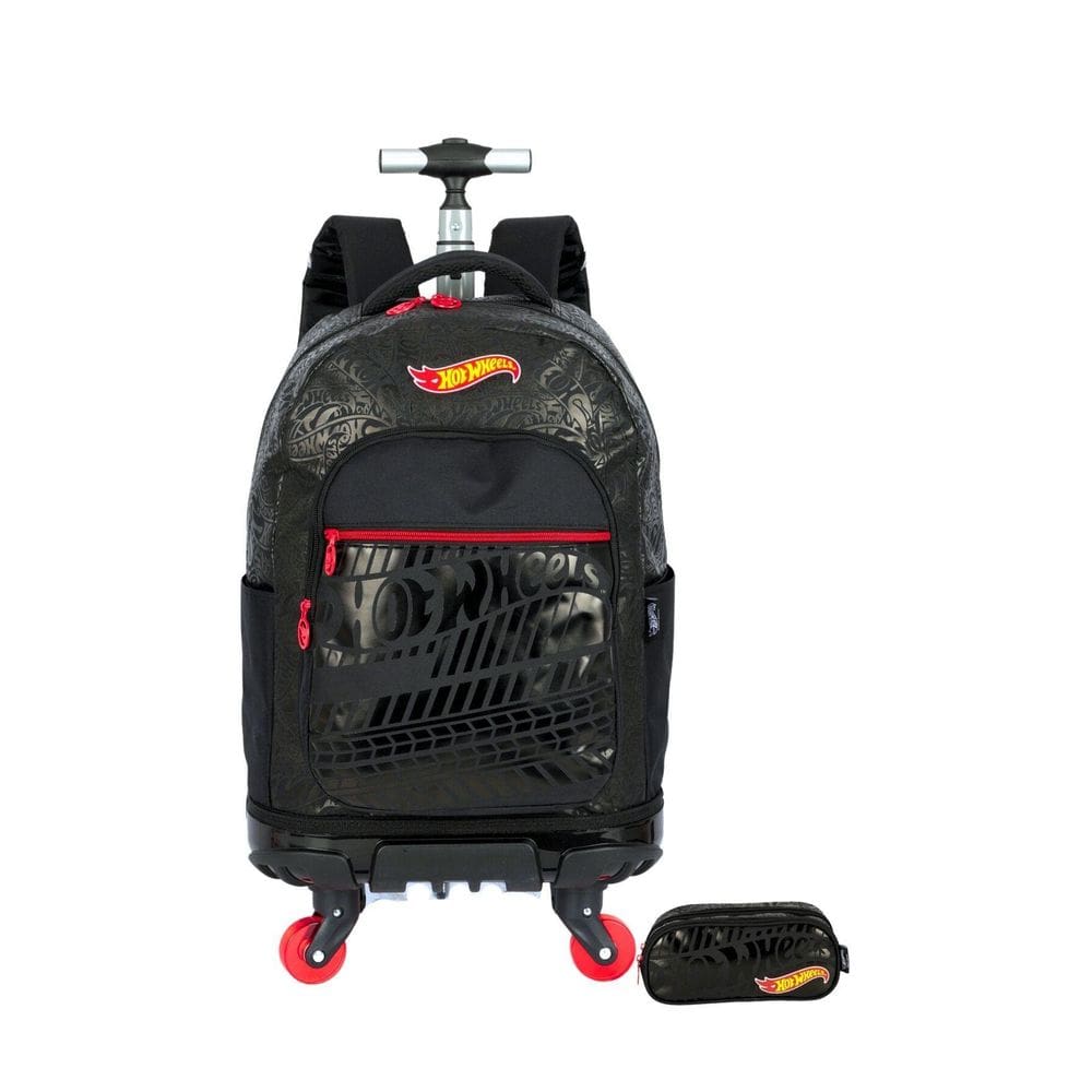 Kit Mochila 2Em1 Rodas+Estojo Duplo Hot Wheels - Preto