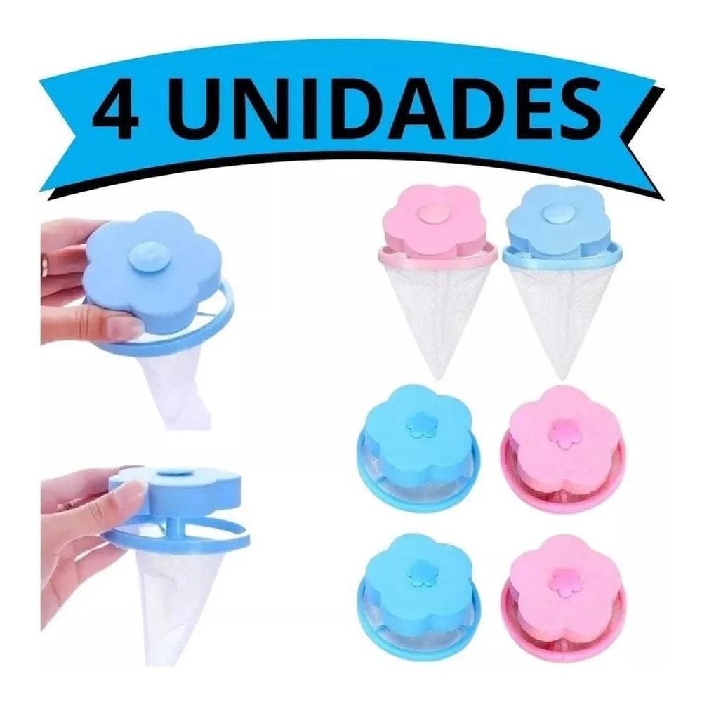 2X Kit 4 Coletores Filtro Flutuante Pelos Máquinas Fiapos Ro