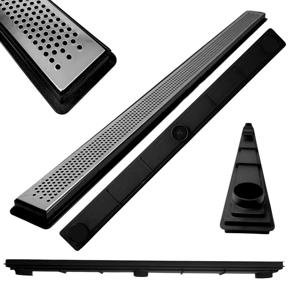 Ralo Linear para Apartamento Inox Perfurado 70cm x 5cm Cocho Raso Preto