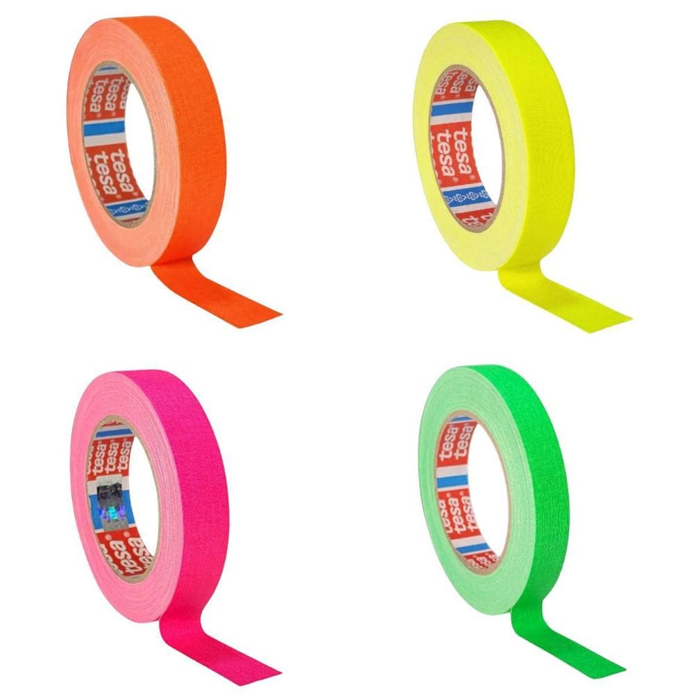 Kit 4 Fitas Tecido Gaffer Tesa 18Mm X 25M Cores Fluorescente