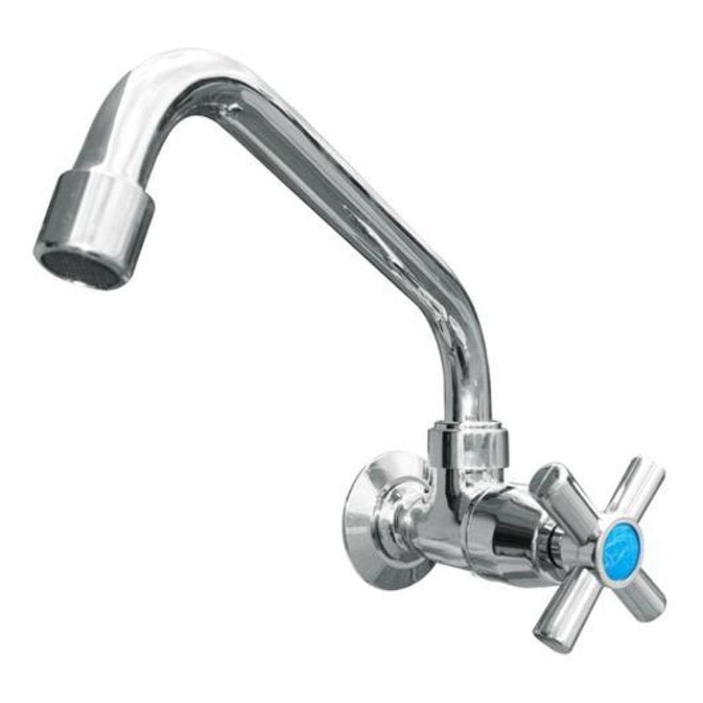 Torneira Parede Cozinha Bica Metal Móvel Longa 1/4 Volta