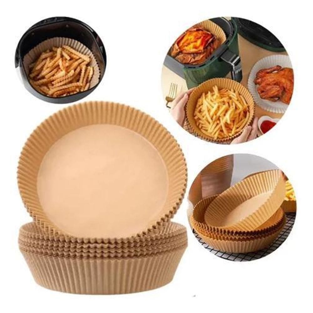 2X Papel Forro Air Fryer Antiaderente Descartável Com 50 Uni