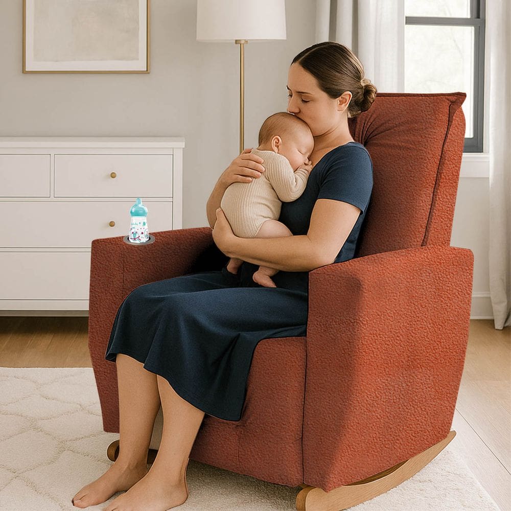 Poltrona de Amamentação Balanço Agatha Puff TerraCota Boucle