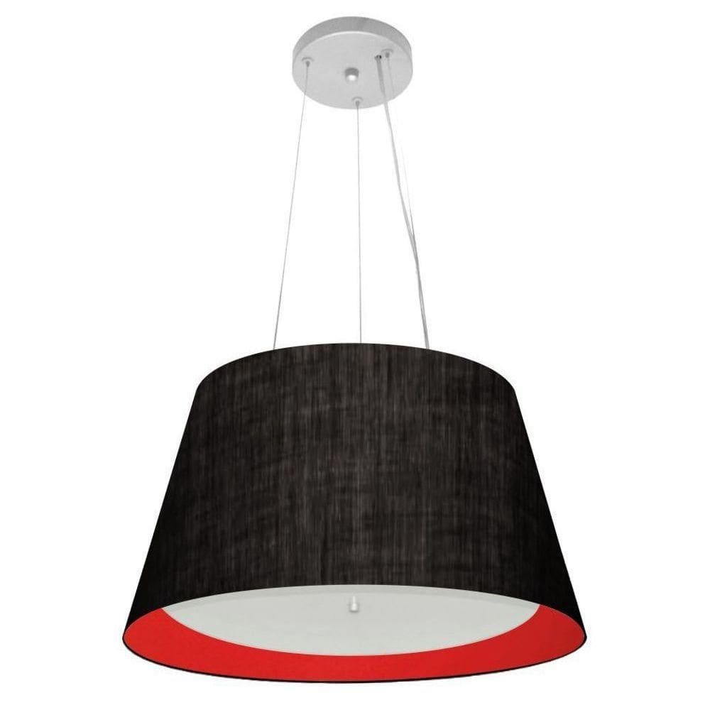 Lustre Pendente Cone Vivare Md-4119 Cúpula Em Tecido 21x40x30cm - Bivolt Preto-vermelho 127/220v