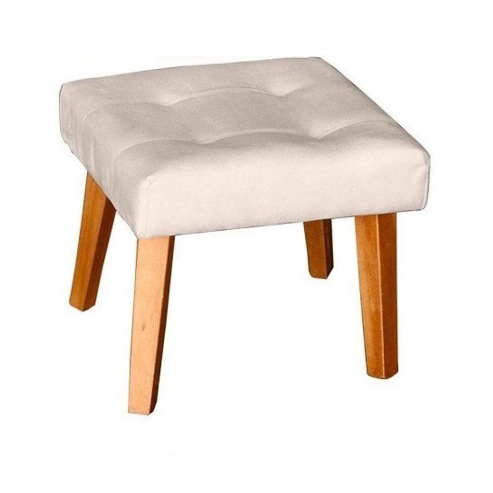Puff Banqueta Decorativa Glamour Dubai Com Pés Quadrado Bege