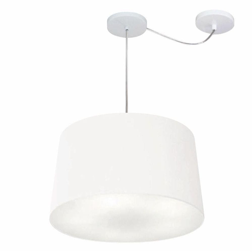 Lustre Pendente Cone Com Desvio Md-4281 Cúpula 30/40x45cm Branco - Bivolt