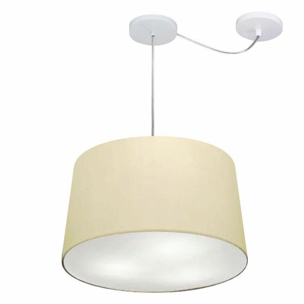 Lustre Pendente Cone Com Desvio Md-4277 Cúpula 30/40x45cm Algodão Crú - Bivolt