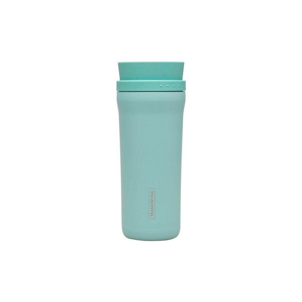 Copo Térmico Tramontina Aço Inox 460 Ml Verde Com Bocal 360°