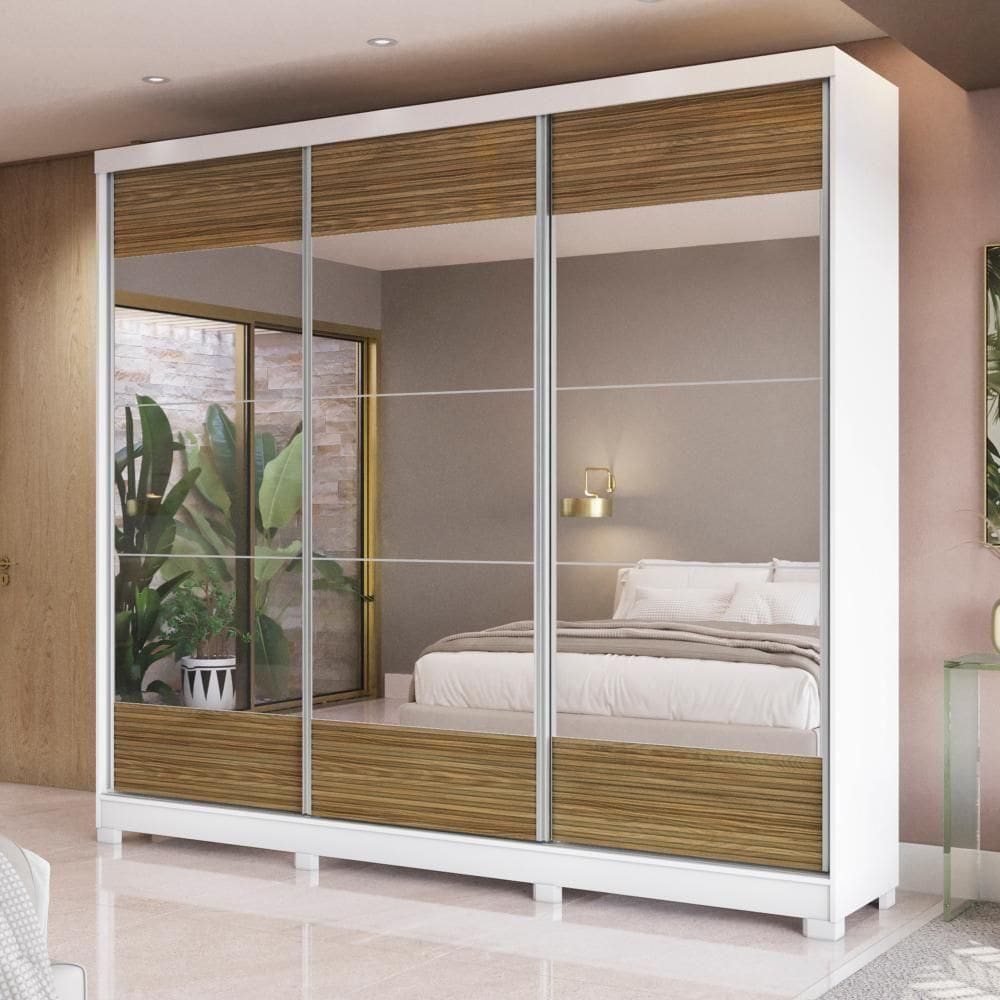 Guarda-Roupa Casal Kappesberg 3 Portas Espelhos 6 Gavetas