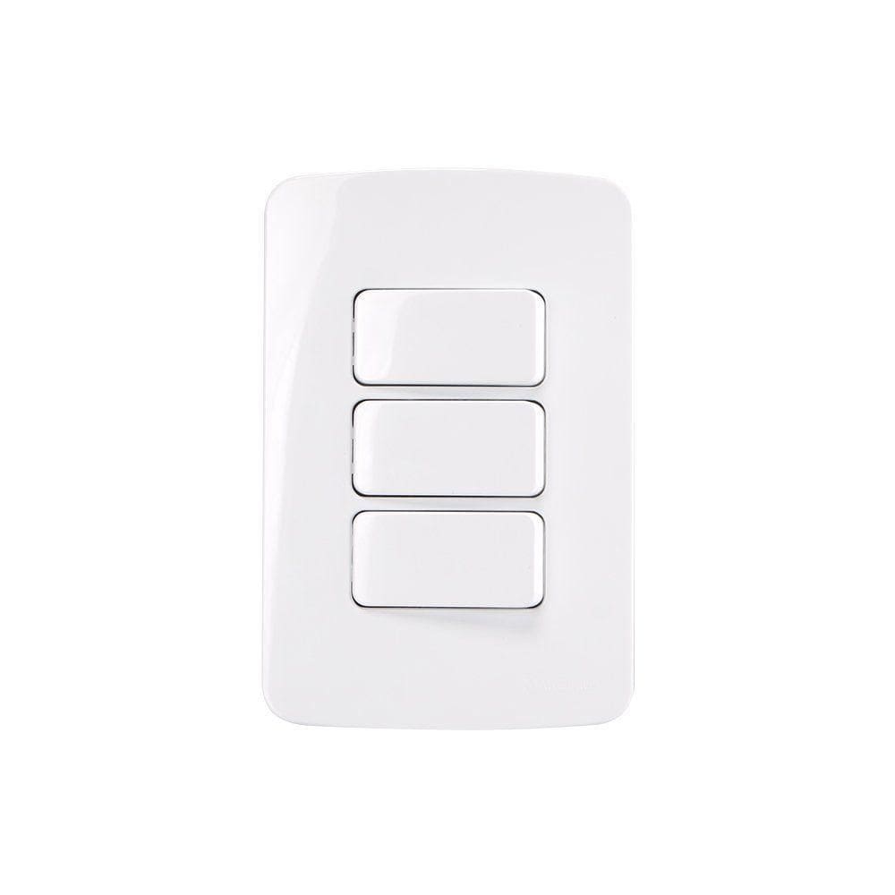 Interruptor Simples Triplo Margirius B3 10a Com Placa 4x2 Branco Branco