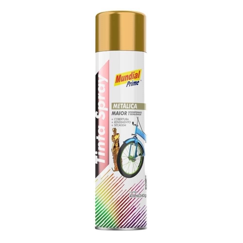 Tinta Spray Mundial Prime Metálica Dourado 400ml