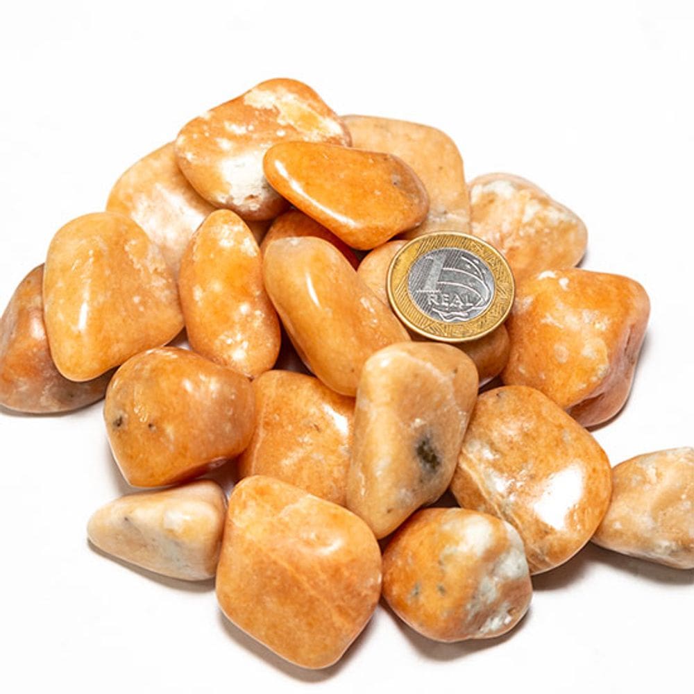 1 kg Calcita Laranja Rolado Pedra Natural M 20 a 35mm Tipo B