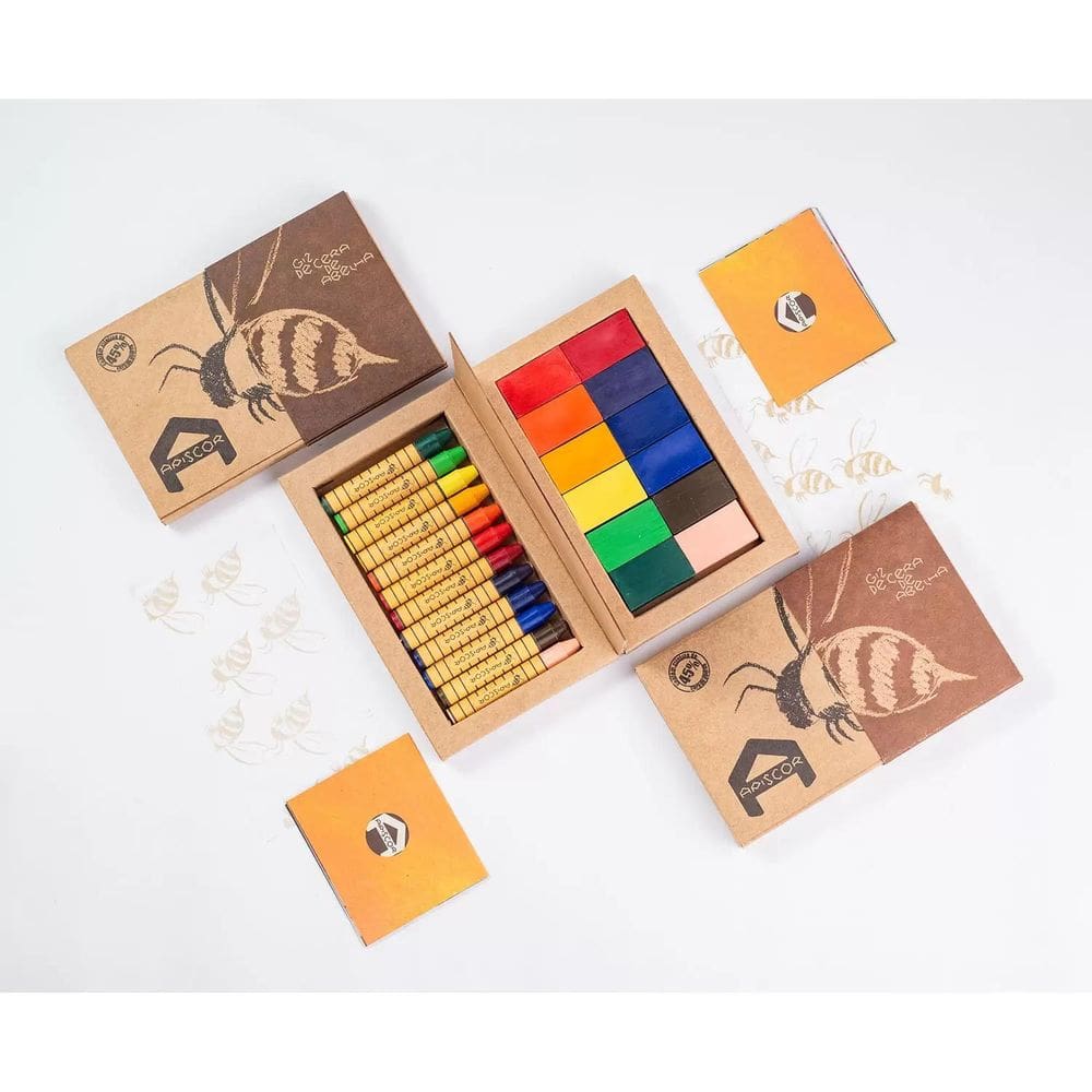 Giz De Cera De Abelha Bastão Kit Com 12 Cores