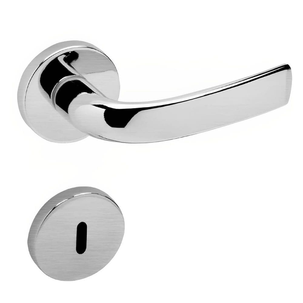 Conjunto de Fechadura 235 em Zamac Interna ST1 40 Roseta 323 de Inox Cromado Acetindado - 18012028-0 - LA Fonte