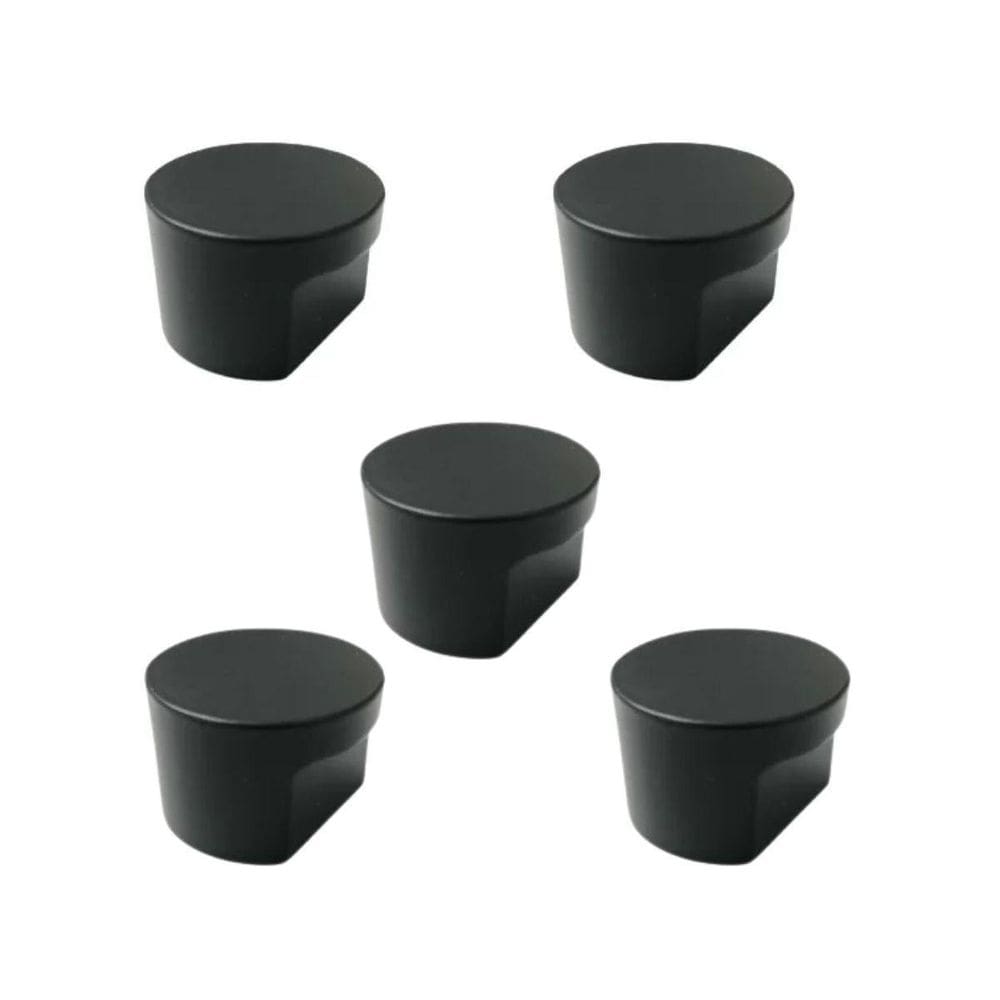 Kit 5 Puxador Moveis Radio Medio 16Mm Preto Zen Ponto 24