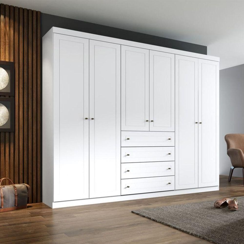 Guarda Roupa Henn Americano 6 Portas 4 Gavetas Branco