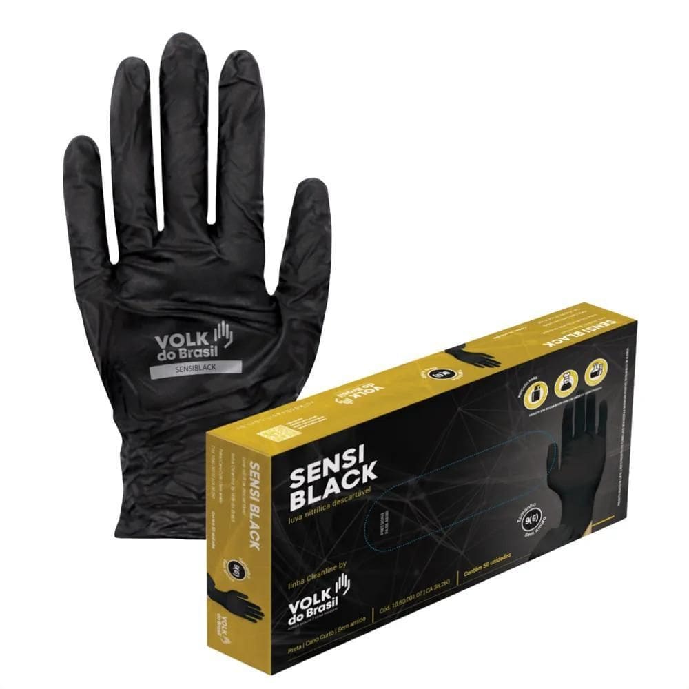 2X Luva Sensi Black Nitrílica Cabelereiro Tatuador 50Uni Vol