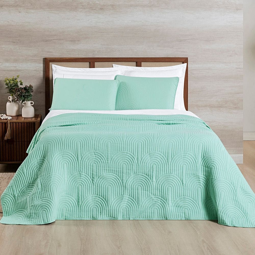 Colcha Casal 3 peças Cobre Leito Dupla Face 200 fios Arcos