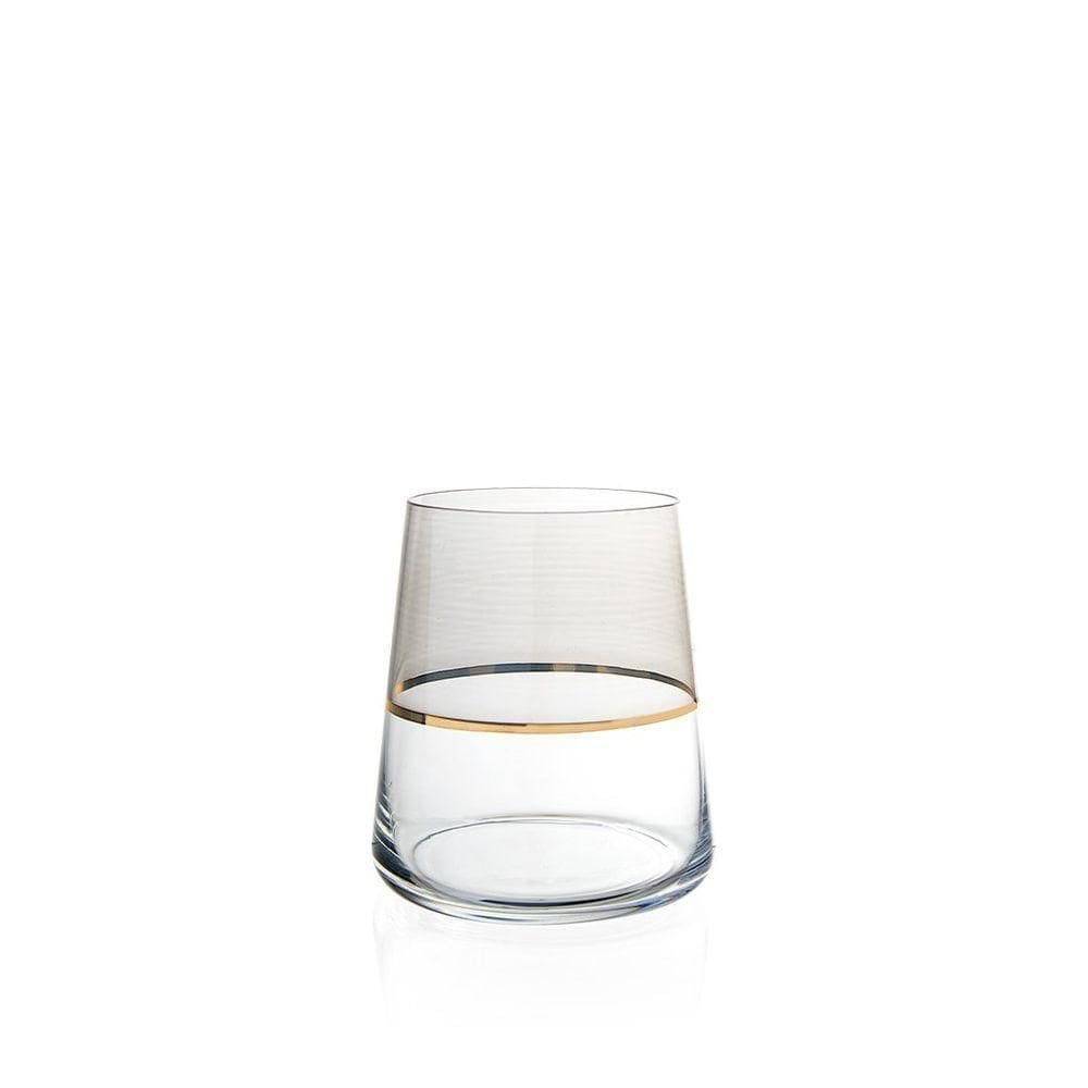 Copo Copa E Cia Duo Filetado Ouro 380ml Em Vidro Fumê