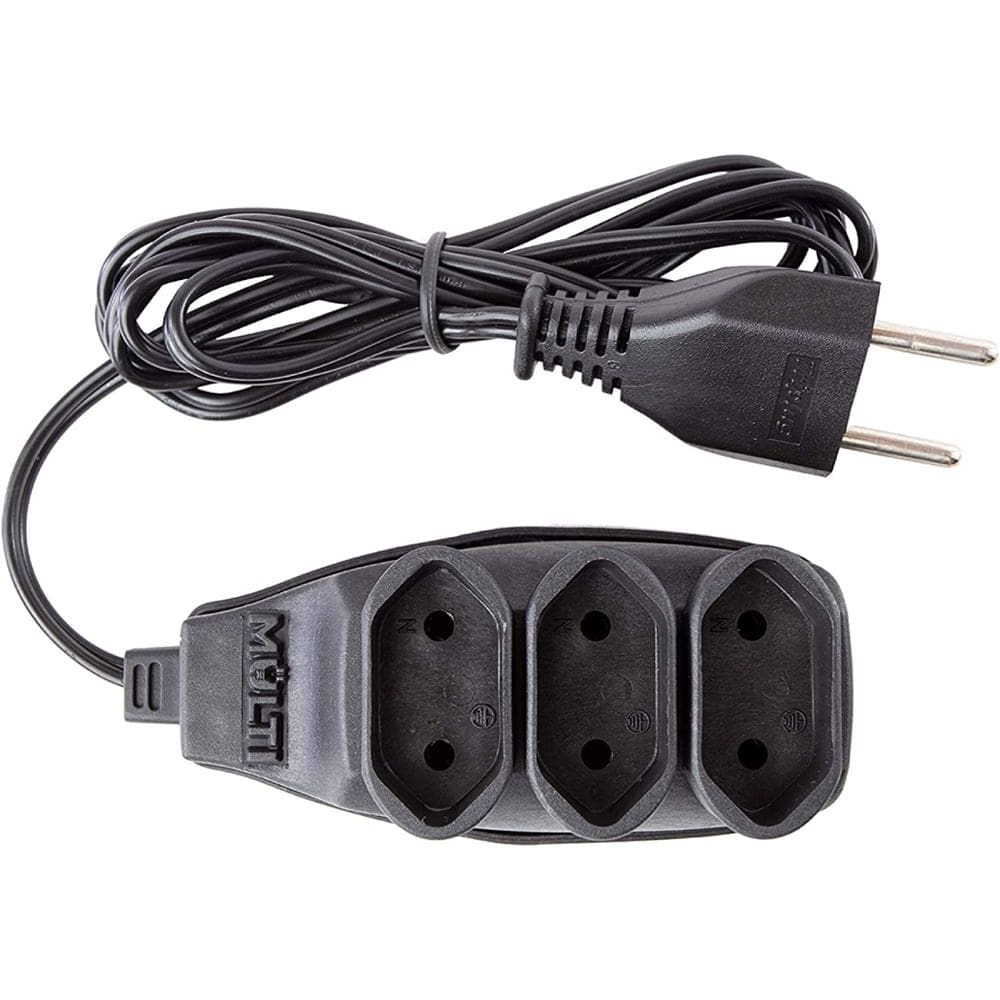Extensão Preta 3T Bipolar com 5 Metros 2P 10 Ampères 250VAC - 01482 - MULTICRAFT