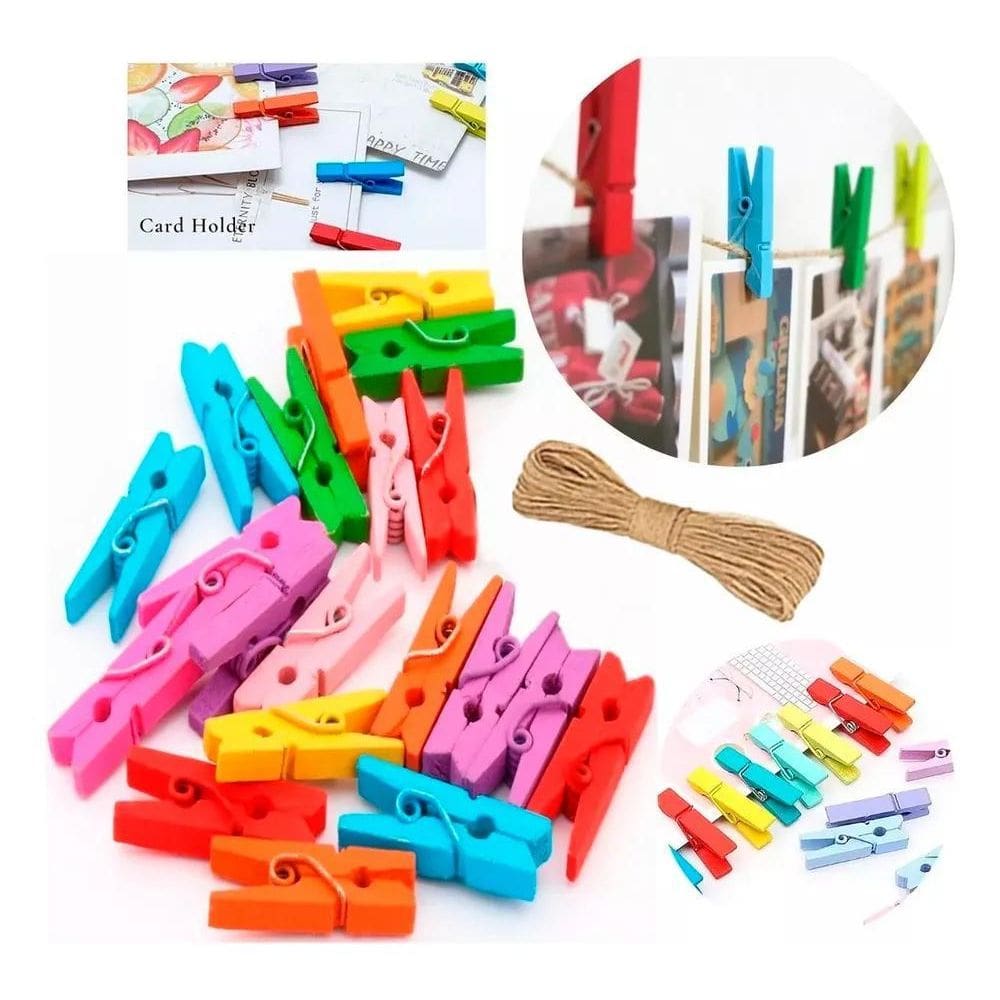 2X Mini Prendedor Madeira Pregador 3,5 Cm Varal Fotos 20 Un